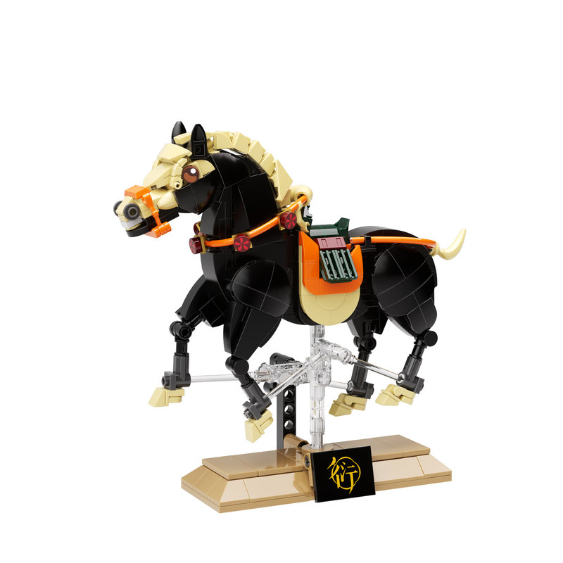 EK040 匹黑馬積木拼插擺件